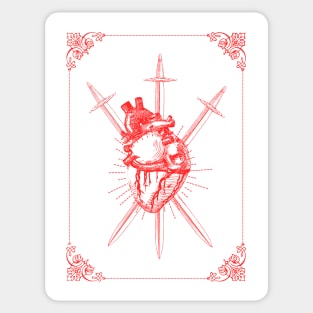 3 of swords tarot card Sticker